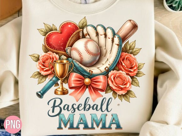 Download Baseball Mama Floral Glove Heart PNG - Premium Resources