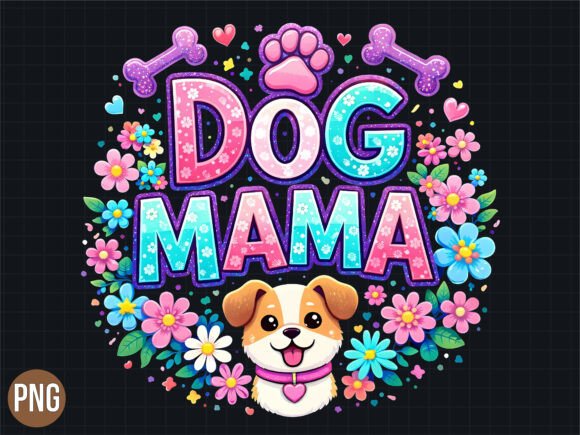 Download Dog Mama Floral Paw Print Puppy PNG - Premium Resources