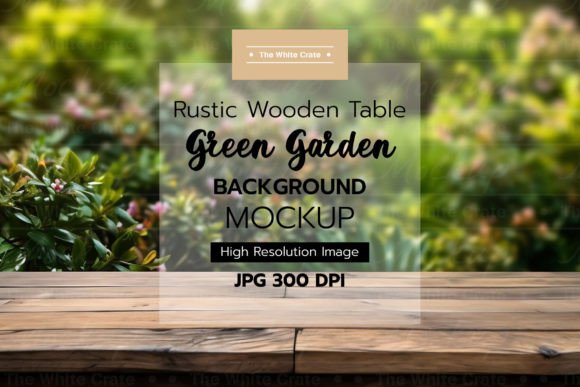 Download Wood Table with Garden Background Mockup - Table Collection