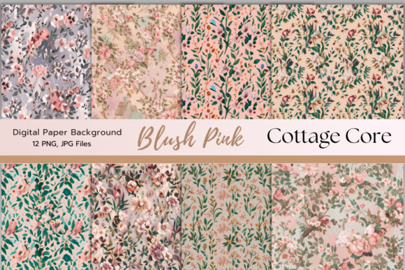 Download Blush Pink Cottage Core Digital Paper - Cottage core Collection