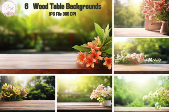 Download Wood Table with Flower Mockup Background - Table Collection